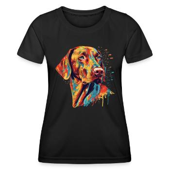 Bunter Vizsla - Frauen Funktions-T-Shirt - Schwarz - Vorne - AI Model Female 172 light (172cm)