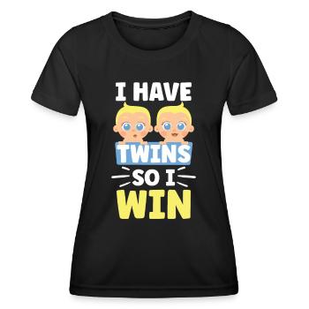 Ich Habe Zwillinge Also Gewinne Ich Zwilling - Frauen Funktions-T-Shirt - Schwarz - Vorne - AI Model Female 172 light (172cm)