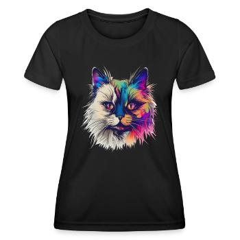 Chat Birman coloré - T-shirt sport Femme - noir - Devant - AI Model Female 172 light (172cm)