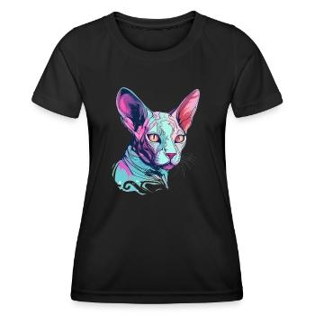 Chat Sphynx coloré - T-shirt sport Femme - noir - Devant - AI Model Female 172 light (172cm)