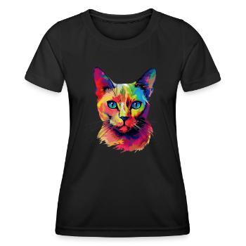 Chat birman coloré - T-shirt sport Femme - noir - Devant - AI Model Female 172 light (172cm)