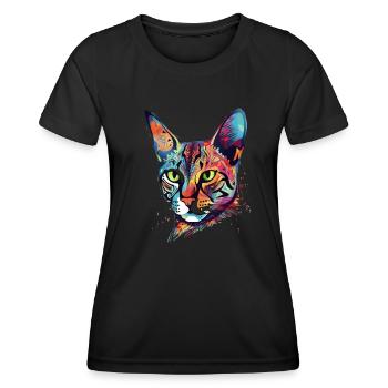 Bunte Bengalkatze - Frauen Funktions-T-Shirt - Schwarz - Vorne - AI Model Female 172 light (172cm)