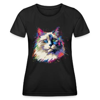 Bunte Ragdoll Katze - Frauen Funktions-T-Shirt - Schwarz - Vorne - AI Model Female 172 light (172cm)
