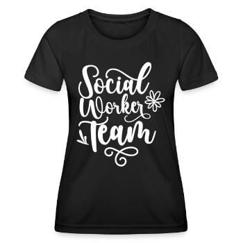 Équipe de travailleurs sociaux Travail social Travail social - T-shirt sport Femme - noir - Devant - AI Model Female 172 light (172cm)