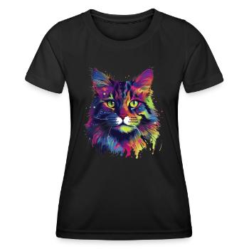 Bunte Maine-Coon-Katze - Frauen Funktions-T-Shirt - Schwarz - Vorne - AI Model Female 172 light (172cm)