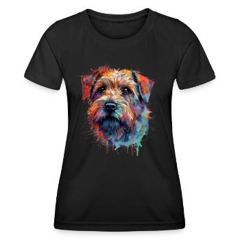 Bunte Norfolk-Terrier - Frauen Funktions-T-Shirt - Schwarz - Vorne - AI Model Female 172 light (172cm)