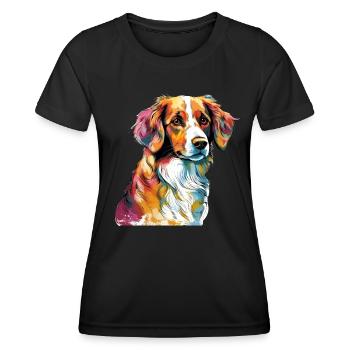 Coloré Nederlandse Kooikerhondje - T-shirt sport Femme - noir - Devant - AI Model Female 172 light (172cm)