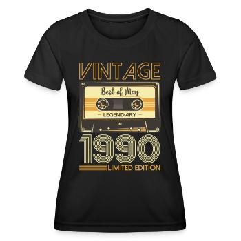 33 Birthday Man Woman Cassette May Year 1990 - Women's Functional T-Shirt - black - Front - AI Model Female 172 light (172cm)
