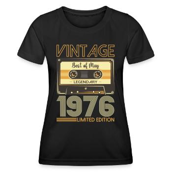 47 Birthday Man Woman Cassette May Year 1976 - Women's Functional T-Shirt - black - Front - AI Model Female 172 light (172cm)