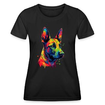 Bunte belgische Malinois - Frauen Funktions-T-Shirt - Schwarz - Vorne - AI Model Female 172 light (172cm)
