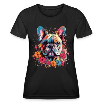 Bunte französische Bulldogge - Frauen Funktions-T-Shirt - Schwarz - Vorne - AI Model Female 172 light (172cm)
