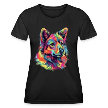 Colorful Norwegian-buhund - Women's Functional T-Shirt - black - Front - AI Model Female 172 light (172cm)