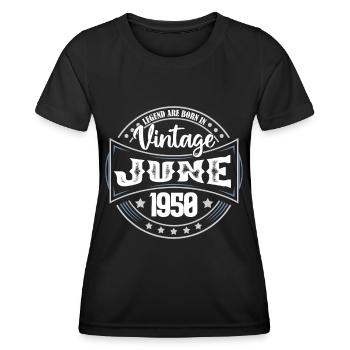 1950 Juni. Geburtstagsgeschenk Juni 1950. Juni. - Frauen Funktions-T-Shirt - Schwarz - Vorne - AI Model Female 172 light (172cm)
