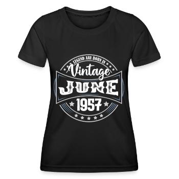 1957 Juni. Geburtstagsgeschenk Juni 1957. Juni. - Frauen Funktions-T-Shirt - Schwarz - Vorne - AI Model Female 172 light (172cm)