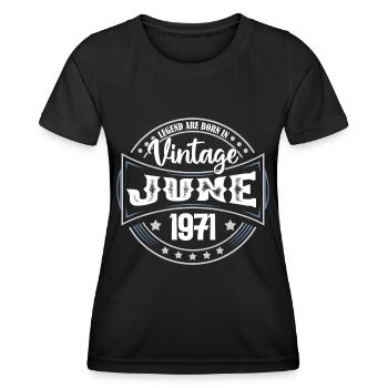 1971 Juni. Geburtstagsgeschenk Juni 1971. Juni - Frauen Funktions-T-Shirt - Schwarz - Vorne - AI Model Female 172 light (172cm)