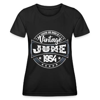 1954 Juni. Geburtstagsgeschenk Juni 1954. Juni. - Frauen Funktions-T-Shirt - Schwarz - Vorne - AI Model Female 172 light (172cm)