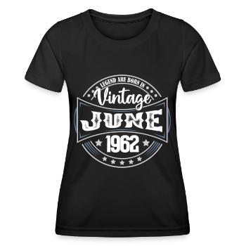 1962 Juni. Geburtstagsgeschenk Juni 1962. Juni. - Frauen Funktions-T-Shirt - Schwarz - Vorne - AI Model Female 172 light (172cm)