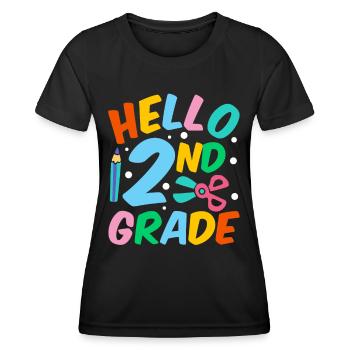 Hallo 2. Klasse Zweite Klasse Zweitklässler - Frauen Funktions-T-Shirt - Schwarz - Vorne - AI Model Female 172 light (172cm)