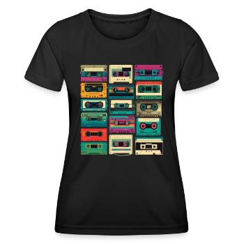 Music cassette retro - Women's Functional T-Shirt - black - Front - AI Model Female 172 light (172cm)