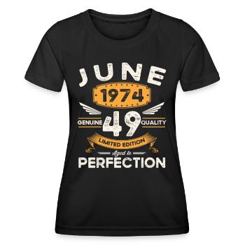 49th Birthday Man June Born 1974 Legendary - Women's Functional T-Shirt - black - Front - AI Model Female 172 light (172cm)