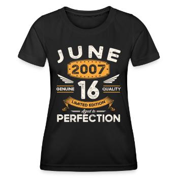 16th Birthday Man June Vintage 2007 Legendary - Women's Functional T-Shirt - black - Front - AI Model Female 172 light (172cm)