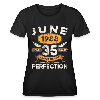 35th Birthday Man June Born 1988 Legendary - Women's Functional T-Shirt - black - Front - AI Model Female 172 light (172cm)