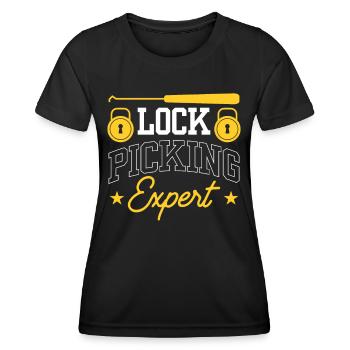 Lockpicking Experte Lock Picking Knacken Schloss - Frauen Funktions-T-Shirt - Schwarz - Vorne - AI Model Female 172 light (172cm)
