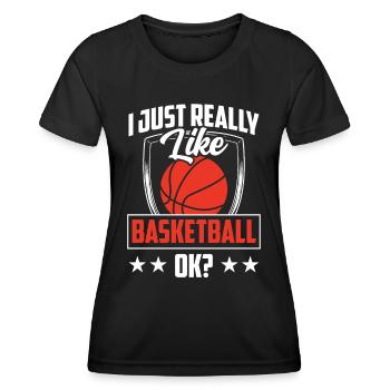 J’aime beaucoup le basket, les joueurs de basket - T-shirt sport Femme - noir - Devant - AI Model Female 172 light (172cm)