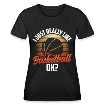 J’aime beaucoup le basket, les joueurs de basket - T-shirt sport Femme - noir - Devant - AI Model Female 172 light (172cm)