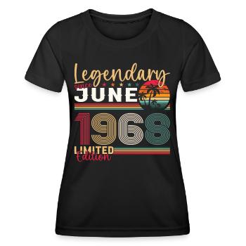 55ème Anniversaire Juin Millésime 1968 Légendaire - T-shirt sport Femme - noir - Devant - AI Model Female 172 light (172cm)