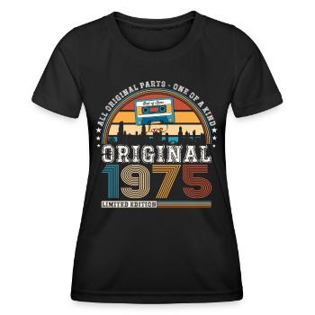 48th Birthday Man June Vintage 1975 Cassette - Women's Functional T-Shirt - black - Front - AI Model Female 172 light (172cm)