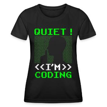 Programmation Silent I Programmation Codeur Programmation - T-shirt sport Femme - noir - Devant - AI Model Female 172 light (172cm)