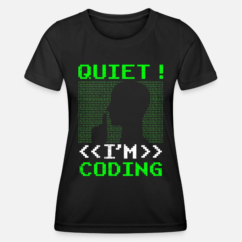 Leise Ich Programmiere Coding Coder Programmieren - Frauen Funktions-T-Shirt - Schwarz