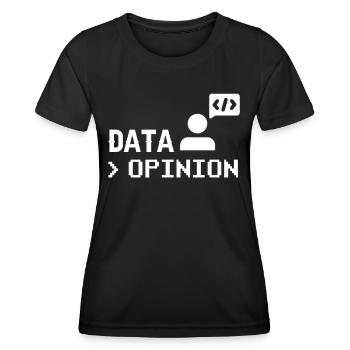 Data > Opinion Programmeur Codeur Codeur - T-shirt sport Femme - noir - Devant - AI Model Female 172 light (172cm)