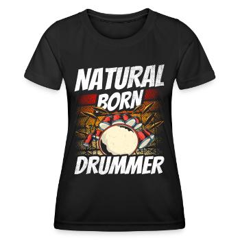 Un batteur né, batteur, batteur, kit de batterie - T-shirt sport Femme - noir - Devant - AI Model Female 172 light (172cm)