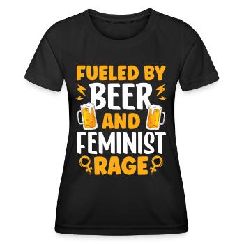Angetrieben Von Bier Und Feministischer Wut Frauen - Frauen Funktions-T-Shirt - Schwarz - Vorne - AI Model Female 172 light (172cm)