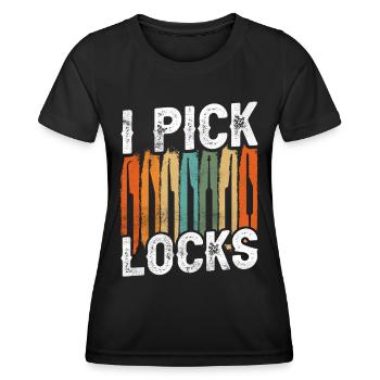 Ich Knacke Schlösser Knacker Schloss Lock Picking - Frauen Funktions-T-Shirt - Schwarz - Vorne - AI Model Female 172 light (172cm)