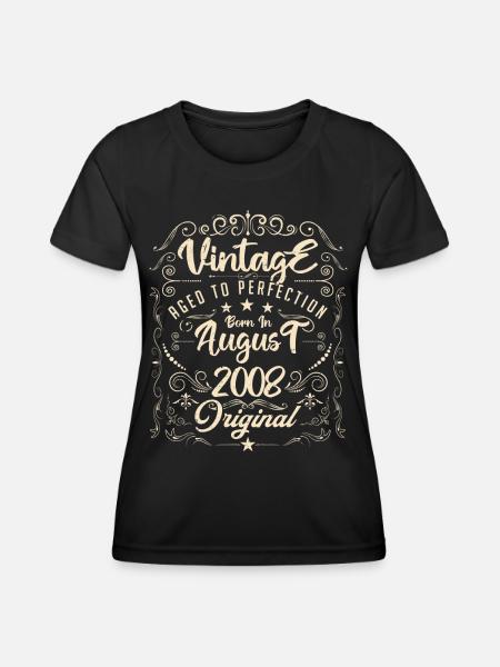 Jahrgang, geboren im August 2008. Jubiläum August 2008 - Frauen Funktions-T-Shirt - Schwarz