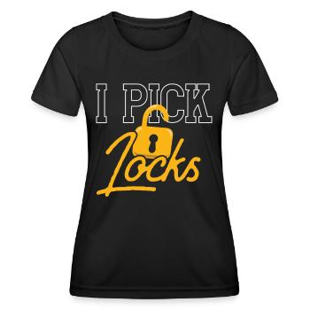 I Pick Locks Lock Lock Picking Knacker - T-shirt sport Femme - noir - Devant - AI Model Female 172 light (172cm)