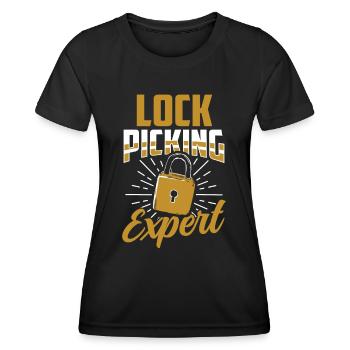Lockpicking Experte Knacken Schloss Lock Picking - Frauen Funktions-T-Shirt - Schwarz - Vorne - AI Model Female 172 light (172cm)