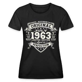 60th Birthday Man Original Juillet 1963 - T-shirt sport Femme - noir - Devant - AI Model Female 172 light (172cm)