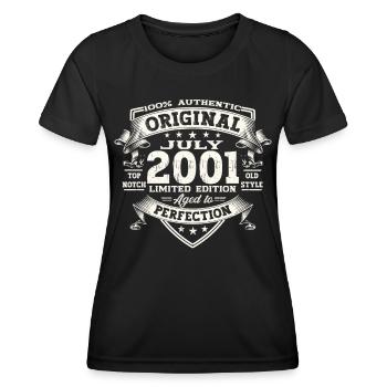 22nd Birthday Man Original July Vintage 2001 - Women's Functional T-Shirt - black - Front - AI Model Female 172 light (172cm)