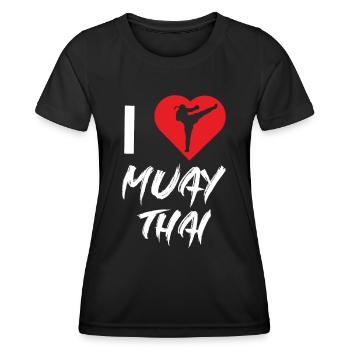 J’adore les combattants de combat d’arts martiaux Muay Thai - T-shirt sport Femme - noir - Devant - AI Model Female 172 light (172cm)