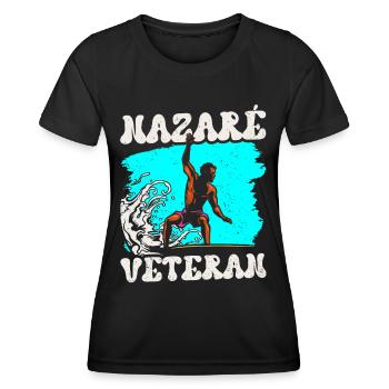 Nazaré Veteran Surfer Waves Surfing Surfing - Women's Functional T-Shirt - black - Front - AI Model Female 172 light (172cm)