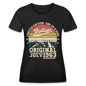60th Birthday Man Original Juillet 1963 - T-shirt sport Femme - noir - Devant - AI Model Female 172 light (172cm)