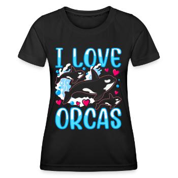 J’aime les orques mer protéger les orques baleines - T-shirt sport Femme - noir - Devant - AI Model Female 172 light (172cm)