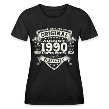 33 Birthday Man Original August Vintage 1990 - Women's Functional T-Shirt - black - Front - AI Model Female 172 light (172cm)