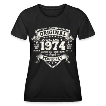 49 Birthday Man Original August Vintage 1974 - Women's Functional T-Shirt - black - Front - AI Model Female 172 light (172cm)