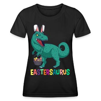 Eastersaurus Easter T-Rex Dinosaur Easter Bunny - Women's Functional T-Shirt - black - Front - AI Model Female 172 light (172cm)