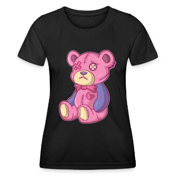 Kawaii Pastell Goth Teddybär Gothic Occult Voodoo - Frauen Funktions-T-Shirt - Schwarz - Vorne - AI Model Female 172 light (172cm)